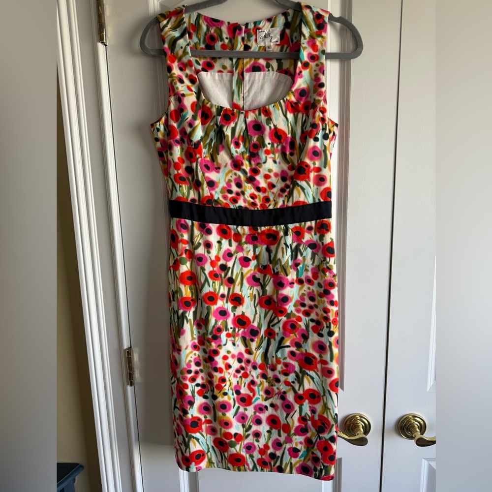 Gorgeous MILLY Red Poppy floral cotton sheath dress, size 6, like new condition!